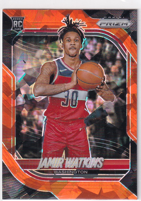 2025-26 PRIZM #34 JAMIR WATKINS ORANGE CRACKED ICE- WASHINGTON WIZARDS