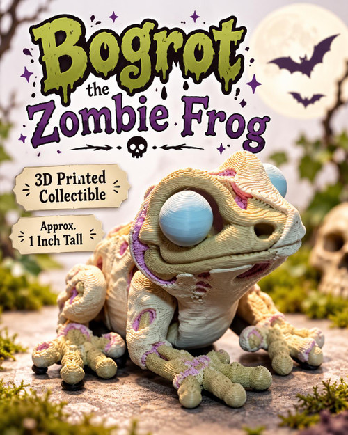 Zombie Frog 3D Printed Figurine Creepy Cute Halloween Undead Frog 1 Inch