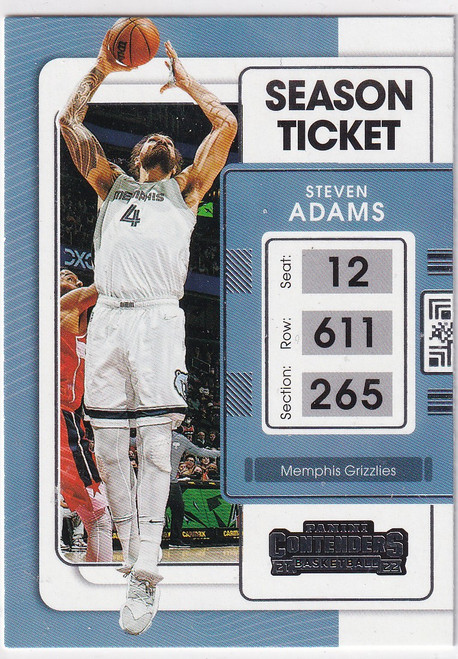 2021-22 CONTENDERS #92 STEVEN ADAMS SEASON TICKET- MEMPHIS GRIZZLIES