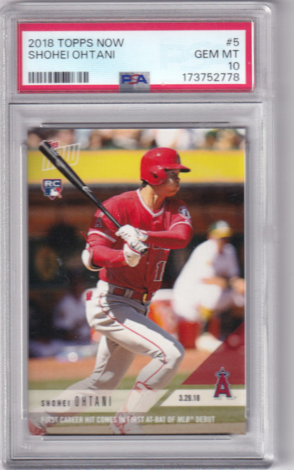 2018 Topps NOW #5 Shohei Ohtani Rookie RC PSA 10 GEM MINT – 1st Career Hit
