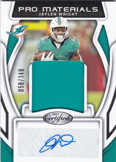 2025 Panini Ceritified Pro Materials #PMS-JWT Jaylen Wright AUTO 58/149 Dolphins