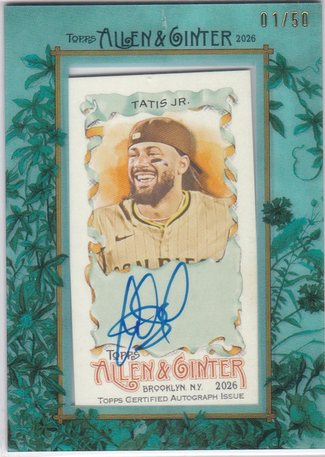 2026 Topps Allen & Ginter #MA-FT Fernando Tatis JR Blue Framed Mini Auto 1/50