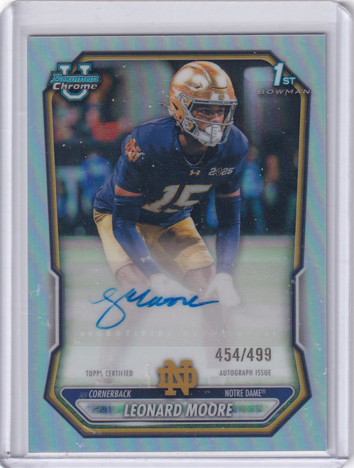 2026 Bowman Chrome Refractor Auto 454/499 #BCPA-LMO Leonard Moore - Notre Dame