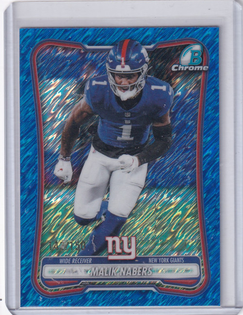 2026 Bowman Chrome Blue Shimmer Refractor 142/150 #BCV-76 Malik Nabers - Giants