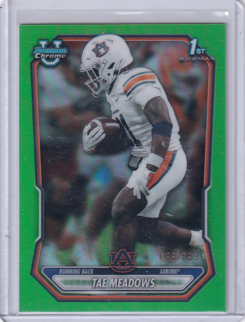 2026 Bowman Football Neon Green Refractor 86/399 #BCP-166 Tae Meadows - Auburn