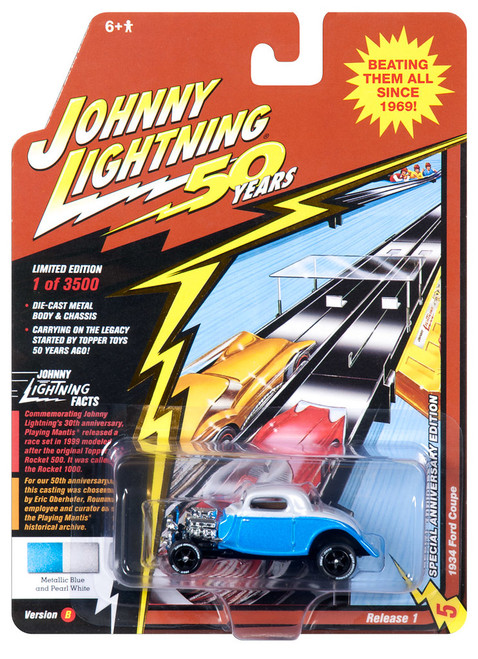 Johnny Lightning JLCG018 Classic Gold VER B 1934 Ford Coupe Blue n Pearl