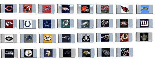 Official Licensed NFL Steel Money Clip Hand Painted 3D Emblem Choose Your Team