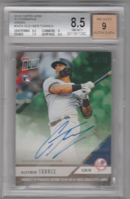 2018 Topps Now Autographs Green 242A Gleyber Torres BGS 8.5 177/199