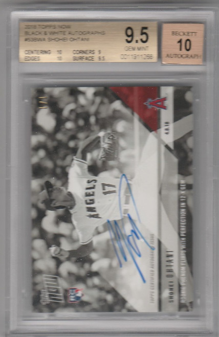2018 Topps Now Black and White 53BWA Autographs Shohei Ohtani BGS 9.5 1/1
