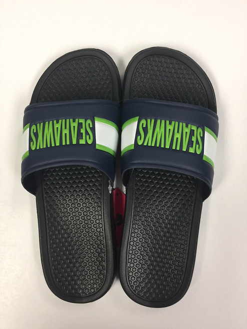 Seattle Seahawks Men's Royal Raised Shower Sport Slide Flip Flop Sandals