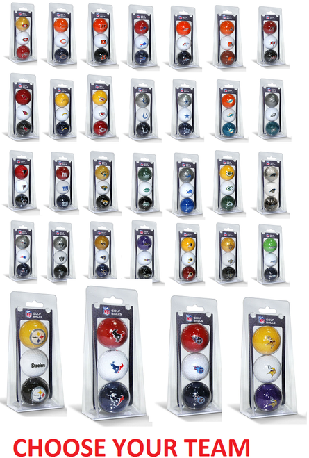 NFL Officially Licensed 3 Pack Golf Balls Team Color Choose Your Team