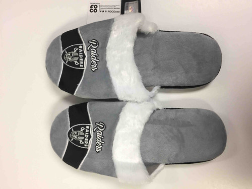 Oakland Raiders Womens Stripe Logo Slippers