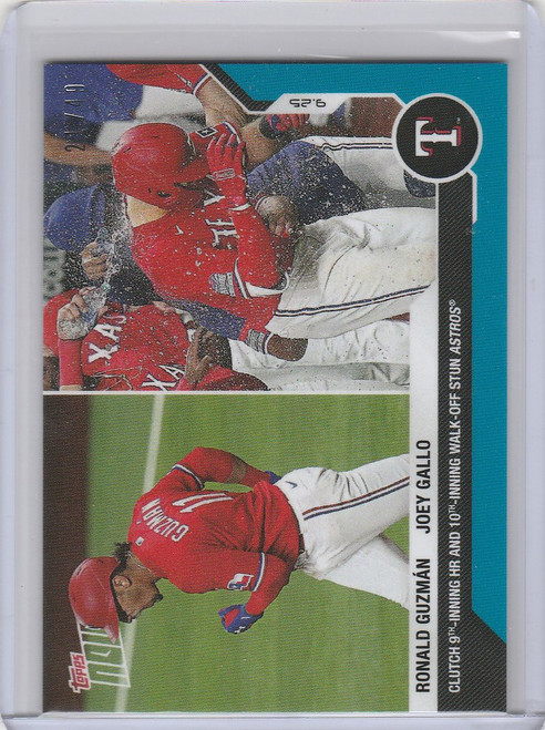 2020 Topps Now Parallel #311 RONALD GUZMAN JOEY GALLO TEXAS RANGERS 21/49