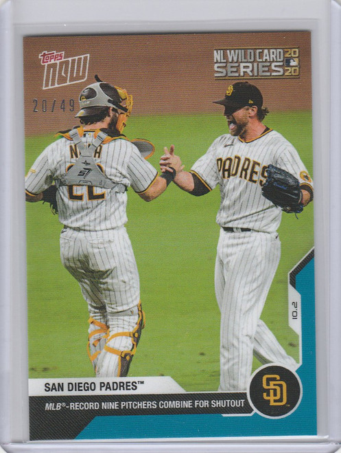 2020 Topps Now Parallel #362 SAN DIEGO PADRES 9 PITCHERS FOR SHUT OUT 20/49