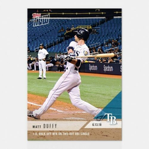 2018 TOPPS NOW #320 1-0 WALK-OFF WIN ON RBI SINGLE - MATT DUFFY TAMPA BAY RAYS