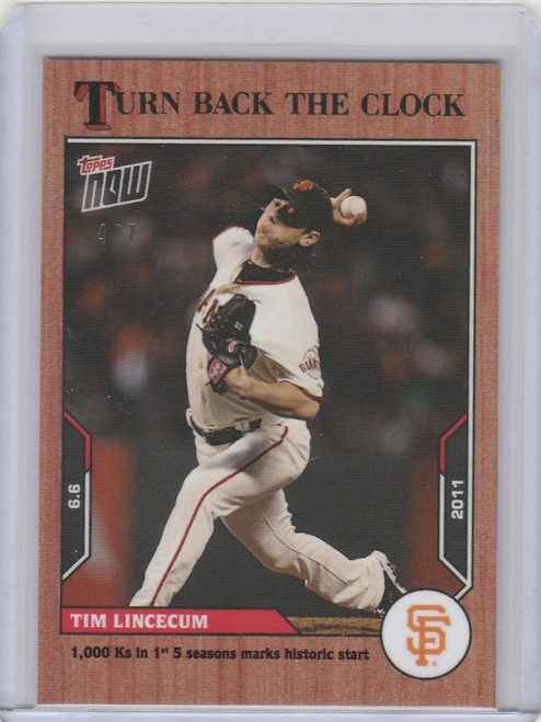 2021 Topps TURN BACK THE CLOCK CHERRY PARALLEL #67 TIM LINCECUM GIANTS 4/7