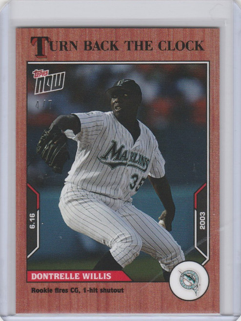 2021 Topps TURN BACK THE CLOCK CHERRY PARALLEL #77 DONTRELLE WILLIS MARLINS 4/7