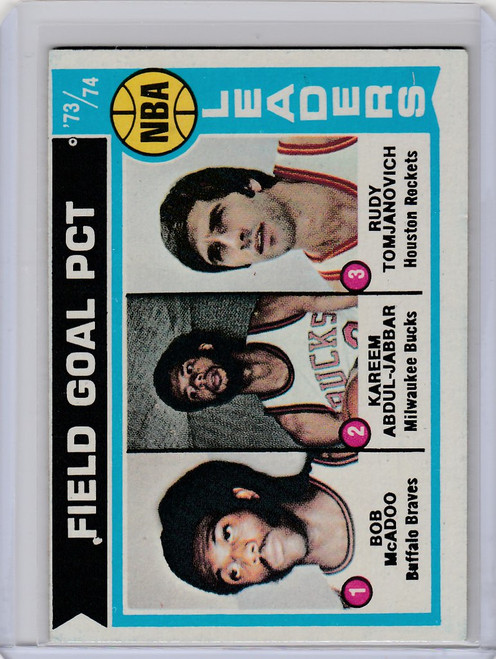 1974-75 Topps #146 Bob McAdoo/Kareem Abdul-Jabbar/Rudy Tomjanovich FG Leaders EXMT