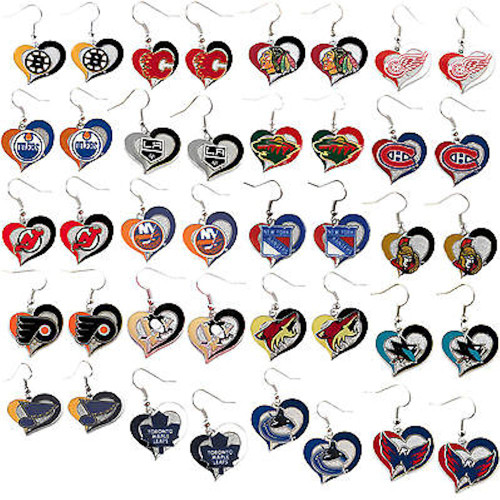NHL Football Swirl Heart Earrings Pick Your Team