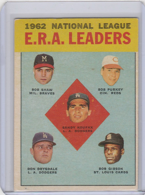 1963 Topps Baseball #5 1962 National League ERA Leaders EXMT