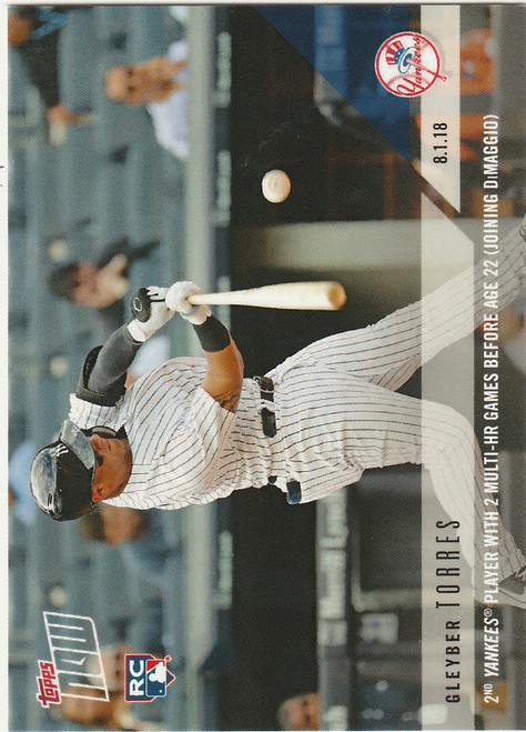 2018 TOPPS NOW #542 GLEYBER TORRES 2ND YANKEES PLAYER WITH 2 MULTI HOMERUN GAMES