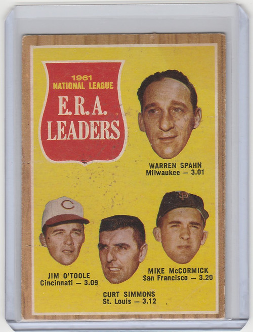 1962 Topps #56 National League ERA Warren Spahn EX