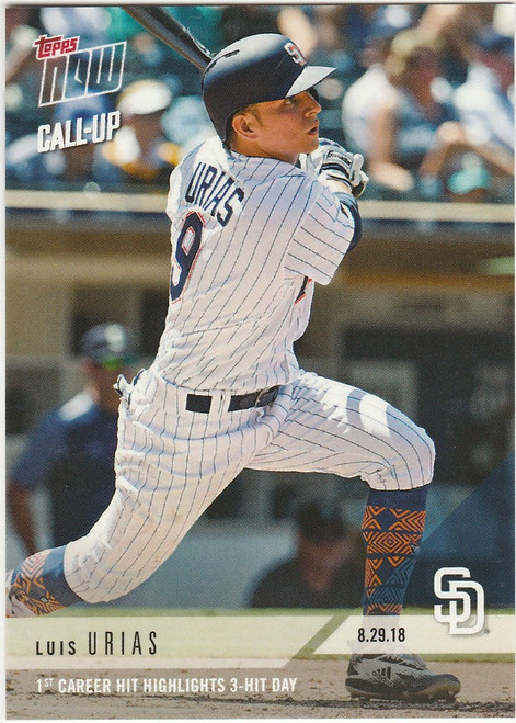 2018 TOPPS NOW #658 LUIS URIAS 1ST CAREER HIT SAN DIEGO PADRES