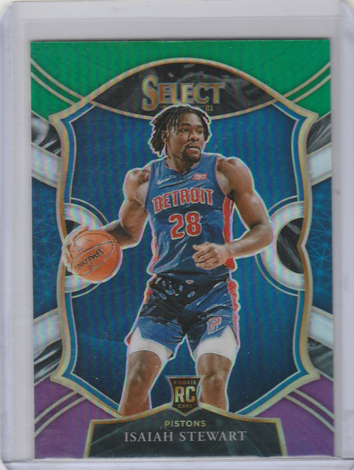 2020-21 Panini Select Prizms Green White Purple #76 Isaiah Stewart Pistons