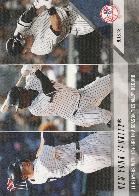 2018 TOPPS NOW #742 11 PLAYERS WITH 10+ HRS IN A SEASON TIES MLB RECORD YANKEES