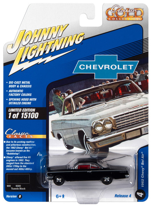 Johnny Lightning JLCG027 Classic Gold VER B 1962 Chevy Bel Air Tuxedo Black
