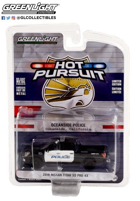 Greenlight 1:64 Hot Pursuit Series 39 2018 Nissan Titan XD Pro 4x Oceanside CA