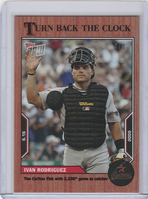 2022 TOPPS TURN BACK THE CLOCK CHERRY PARALLEL #78 IVAN RODRIGUEZ ASTROS 4/7