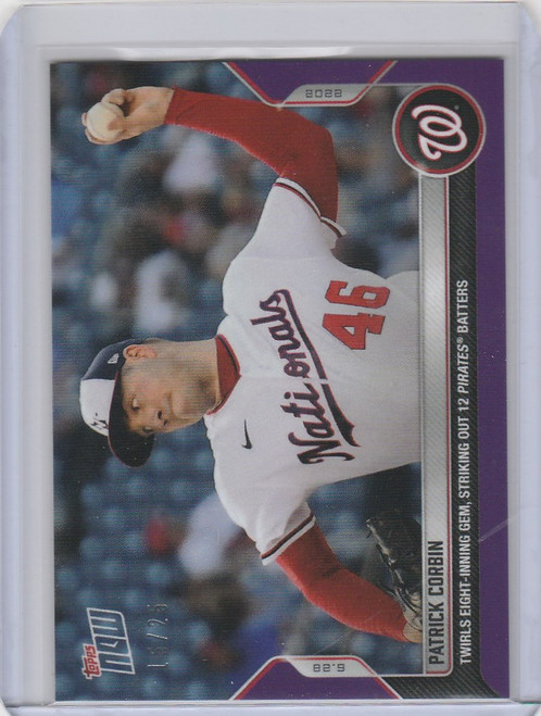 2022 TOPPS NOW PARALLEL #424 PATRICK CORBIN WASHINGTON NATIONALS 15/25