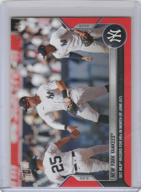 2022 TOPPS NOW PARALLEL #429 NEW YORK YANKEES MLB HR RECORD 9/10