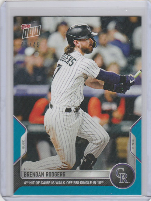 2022 TOPPS NOW PARALLEL #749 BRENDAN RODGERS COLORADO ROCKIES 42/49