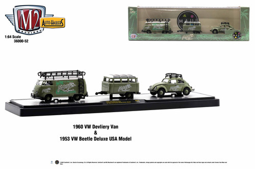 M2 Machines Auto Hauler 52 1960 VW Delivery Van & 1953 VW Beetle Deluxe