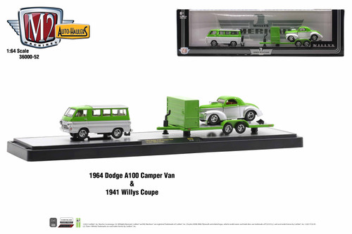 M2 Machines Auto Hauler 52 1964 Dodge A100 Camper Van & 1941 Willys Coupe