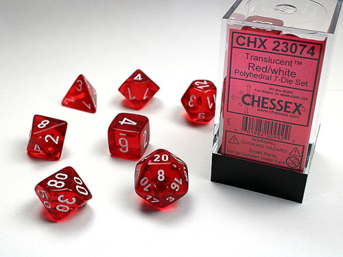 Chessex Red White Polyhedral 7 Die Set