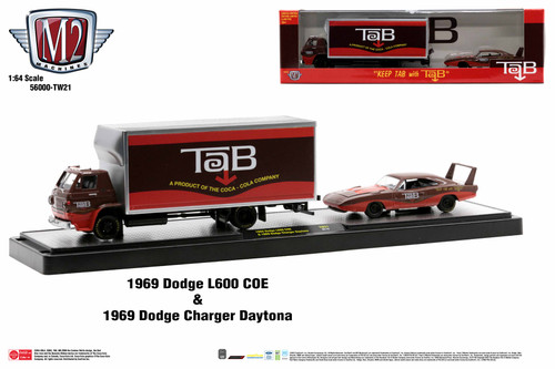 M2 Machines Auto Hauler TW21 1969 Dodge L600 COE & 1969 Dodge Charger Daytona