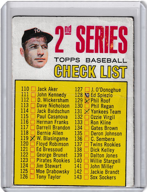 1967 Topps #103 Mickey Mantle Checklist 2nd Series New York Yankees