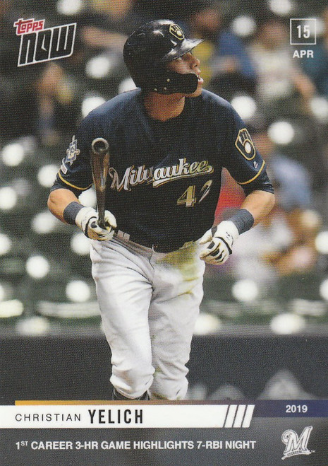 2019 TOPPS NOW #90 CHRISTIAN YELICH 1 3HR GAME MILWAUKEE BREWERS