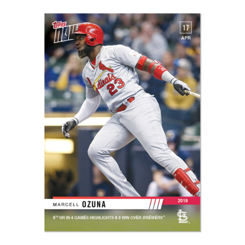 2019 TOPPS NOW #102 MARCELL OZUNA 5TH HR IN 4 GAMES HIGHLIGHTS WIN CARDINALS