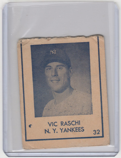 1948 R346 Blue Tint #32 Vic Raschi New York Yankees