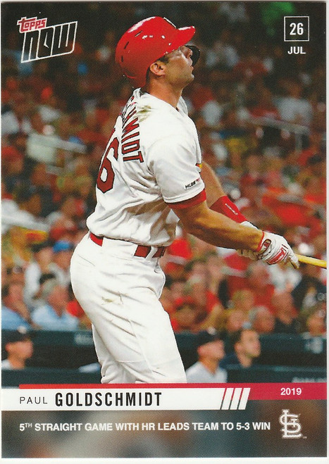 2019 TOPPS NOW #582 PAUL GOLDSCHMIDT 5TH GAME WITH HR ST LOUIS CARDINALS