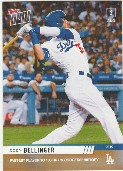 2019 TOPPS NOW #619 CODY BELLINGER HITS 100TH HOME RUN LOS ANGELES DODGERS