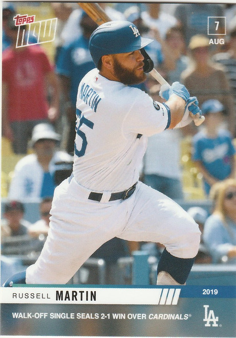 2019 TOPPS NOW #648 RUSSELL MARTIN WALK OFF SINGLE LOS ANGELES DODGERS