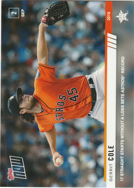 2019 TOPPS NOW #786 GERRIT COLE 17 STRAIGHT WITHOUT LOSS HOUSTON ASTROS