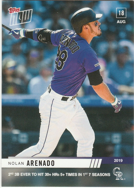 2019 TOPPS NOW #711 NOLAN ARENADO 30+ HR FOR 5TH TIME COLORADO ROCKIES