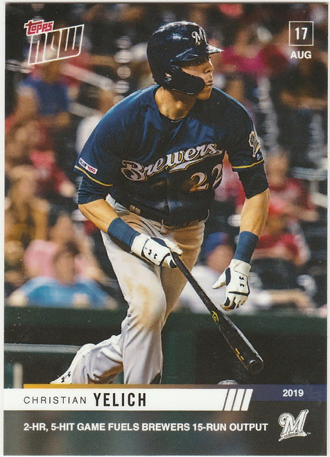 2019 TOPPS NOW #703 CHRISTIAN YELICH 2HR 5 HIT GAME MILWAUKEE BREWERS
