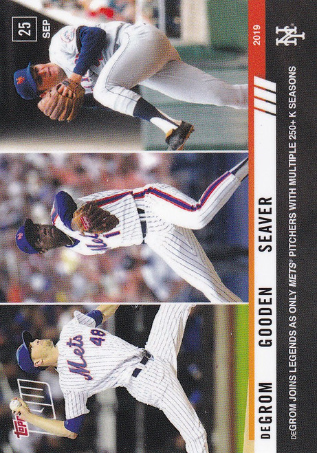 2019 TOPPS NOW #896 JACOB DEGROM JOINS LEDGENDS WITH 250K NEW YORK METS